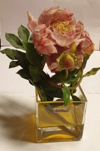 Splendido vaso vintage anni '70 in vetro spesso 10x10 con fiori in carta.H27cm - Foto 1 di 14