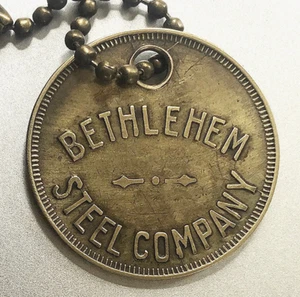 Etichetta ottone controllo attrezzi vintage: BETHLEHEM STEEL CO; marcata CO 16 con overstrike - Foto 1 di 2