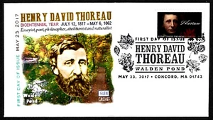 USA, SCOTT # 5202, GLEN FDC COVER OF POET & PHILOSOPHER HENRY DAVID THOREAU 2017 - Picture 1 of 1