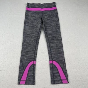 Lululemon Leggings Womens 2 Small Gray Prink Run Inspire Crop II Gym Yoga - Picture 1 of 12