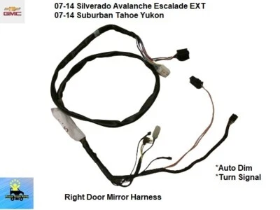 25776152 07 a 14 Escalade Avalanche Espejo Puerta Derecha Cableado Arnés DL8 Foto 1 de 4
