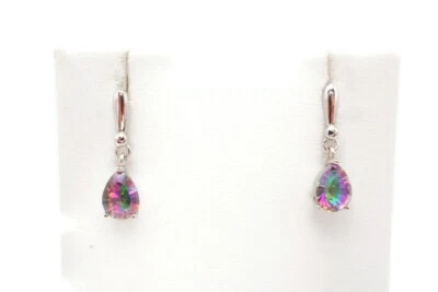 Brincos pendentes de prata esterlina 925 topázio místico - Imagem 1 de 4