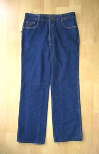 Vtg classic 80s Jordache dark blue denim straight leg jeans high waist 33W 29L - Picture 1 of 4