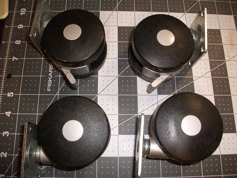 Vtg CASTERS Lot Of 4 Furniture Salvage - Two with locking brake  3 1/2" oah Cover