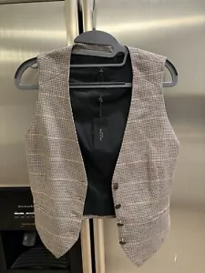 rag and bone vest beige plaid priya plaid vest size 6 NWT - Picture 1 of 8