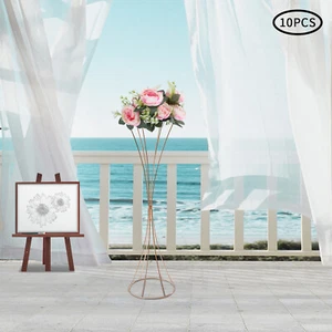 10 Stück geblümte Eisen Trompetenvase elegante Hochzeit Mittelstücke Goldvasen - Bild 1 von 1