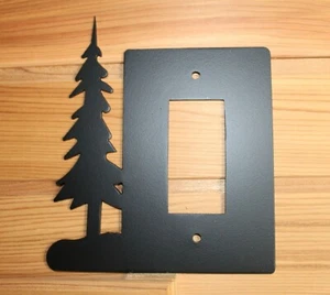 TREE Single GFI Rocker Light Switch Plate Cover Wildlife Rustic Cabin Metal Art - Picture 1 of 2