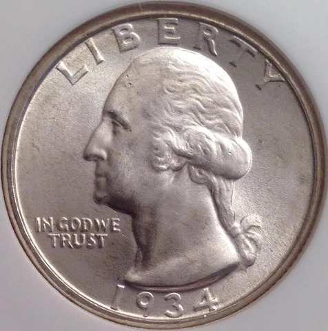 1934 Philadelphia Washington Silver Quarter - NGC MS 66 - Beautiful Lustrous Gem Cover