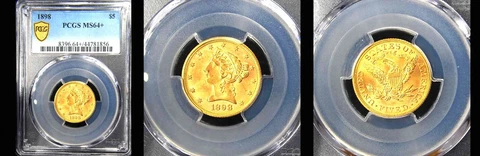 1898 $5 PCGS MS64-POP 8-ONLY 20 FINER-PQ LIBERTY HEAD HALF EAGLE Cover