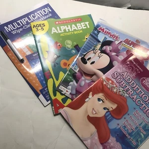 Disney Workbook Set Books Alphabet And Math Basic Multiply 4 Books 4393 - Foto 1 di 16