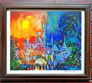 DISNEY ART 20X24 PRINT SIGNED ERIC C. ROBISON SLEEPING BEAUTY CASTLE FIREWORKS   - Picture 1 of 4