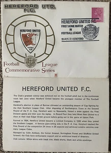Hereford United First Home Match In Football League 1972 Dawn First Day Cover - Picture 1 of 1