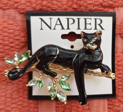 New Napier Gold Tone Pin Into Summer Black Cougar Jaguar Panther Pin - Image 1 of 4