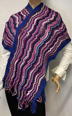 MISSONI ZigZag 羊毛围巾 皇家 SCI6WOD3331 0004 33X200 全新  — 第 1/4 张图片