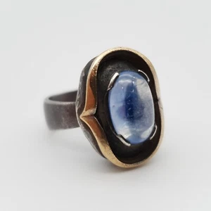 Exklusives Silber Ring mit Gold & Stein - Signiert - (108) - Bild 1 von 11