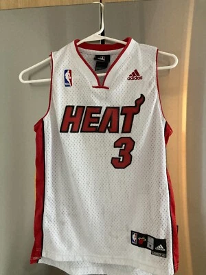 Miami Heat Dwayne Wade  adidas  pre owned white   sewn   jersey  youth Medium - Image 1 of 3