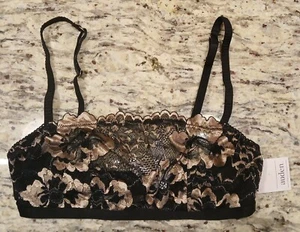Auden Lace Bra Size XS Unlined Underwire Black & Gold Textured Strap Detail NWT - Picture 1 of 16