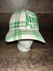 Notre Dame Fighting Irish Hat Cap Fitted Men’s M/L Plaid White Green Zephyr - Picture 1 of 8