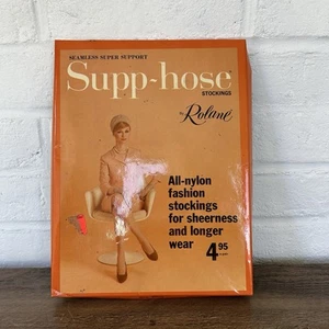 Vintage Supp-Hose Nylon Rolane Supreme Sheer Stockings NUDE BEIGE M 9 1/2-10 - Bild 1 von 10