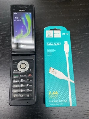 LG VN220 Exalt Verizon Unlocked 4G LTE VoLTE 8GB 5MP Camera Flip Phone Silver S3 - Image 1 of 4