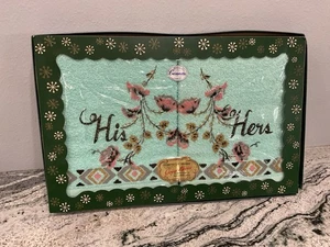 Juego de toallas de cañón vintage turquesa para él y ella nuevo de colección Joyce Morris regalo - Imagen 1 de 7