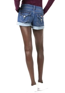 Hudson Croxley 3” Cuffed Jean Flap Logo Short Sz 26 Blue Women Denim Medium Wash - Picture 1 of 7