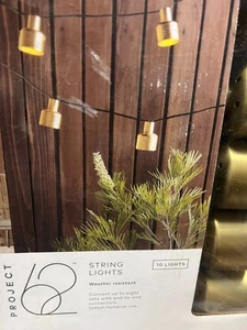 Project 62 10 BRASS STRING LIGHTS SET~New Indoor/Outdoor 10ft - Picture 1 of 7