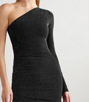 Alix NYC Jordan One-sleeve Ruched Metallic Stretch-jersey Mini Dress Size Large - Image 1 of 4