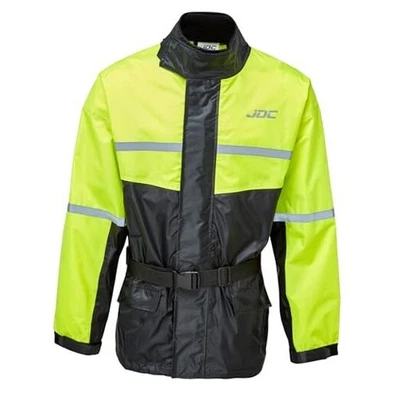 Chaqueta impermeable para lluvia de alta visibilidad JDC para motocicleta - ESCUDO grande amarillo/negro Foto 1 de 4