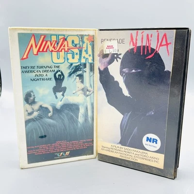 Ninja USA 1988 And Renegade Ninja 1984 VHS Former Rental Clamshell Cult VHS Lot - Image 1 of 4