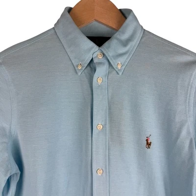 Camisa Ralph Lauren Azul Claro Tejida Oxford Abotonada Para Hombres XL Polo Poni Logo Foto 1 de 4
