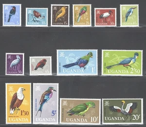 Uganda Mint MH OG Sc# 97/110 SG# 113/126 birds set eagle crane 1965 - Picture 1 of 2