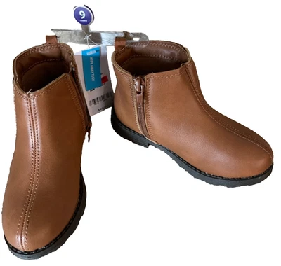 Botín Carter's imitación cuero, cremallera lateral/decoración, marrón, niña pequeña talla 9M Foto 1 de 4