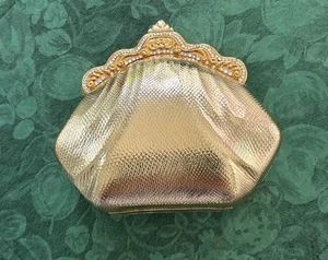 Vintage Bechamel Gold Clamshell Abendtasche Schulter/Clutch - Bild 1 von 5