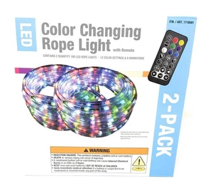 LED Color Changing Rope Light with Remote 18ft Rope Lights (2-Pack) - Picture 1 of 8