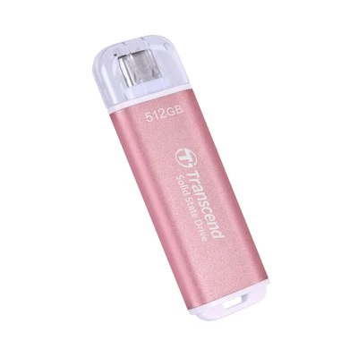 Transcend ESD300 Portable SSD 512GB Pink USB Type C High Speed 10Gbps Transfer - Image 1 of 4