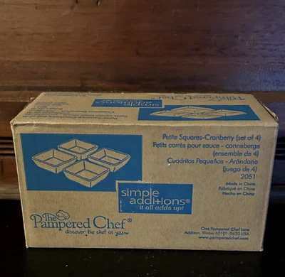 Pampered Chef 2 1/2” Petite Squares Cranberry Set of 4 Condiment Salt Dip Dish - Image 1 of 4