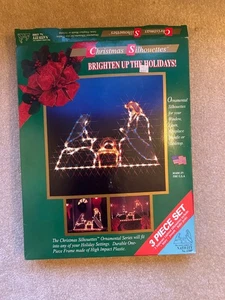 Weihnachten Silhouetten Vintage rot und weiß beleuchtete Krippenszene - Bild 1 von 8