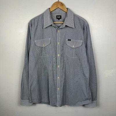 Camisa Lee Hickory a Rayas, Ropa de Trabajo Utilitaria Occidental, Azul, Algodón, Talla Para Hombres XL Foto 1 de 4