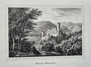 Schloß Stolzenfels bei Koblenz Rhein echte alte Lithographie  um 1840, selten! - Bild 1 von 1