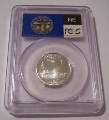 PCGS 2006 S Silver Nebraska State Quarter Proof Unc PR69 DCAM Flag (B)* - Image 1 of 2