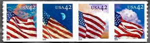 US FLAGS 24/7 SCOTT #4240-4243 DAY AND NIGHT DIE-CUT 8.5 MVF 42c COIL STAMP SET - Picture 1 of 2