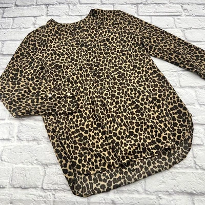 Talbots Womens Top Blouse Leopard Print Button Up Size Small Long Sleeve Casual - Image 1 of 4