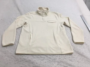 32 Degrees Heat Fleece Pullover Womens M Medium Ivory Mock Neck 1/4 Snap Pockets - Picture 1 of 13