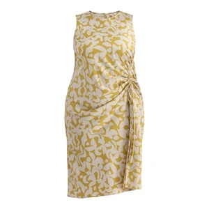 Terra & Sky Damen Übergröße gerafftes ärmelloses Midikleid, Größe 2X BERNSTEINFARBEN GEBLÜMT - Bild 1 von 4