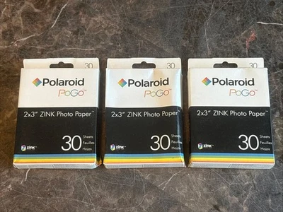Polaroid PoGo 2x3" Zink Photo Paper 30 Sheets New Lot of 3 - Image 1 of 2