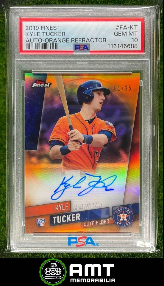 116146688 2019 Topps Finest #FA-KT Kyle Tucker Auto Orange 1/25 Astros RC PSA 10 - Image 1 of 3
