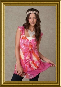 NEW! FREE PEOPLE Kaleidoscope Chiffon Top S M L $128 - Picture 1 of 24