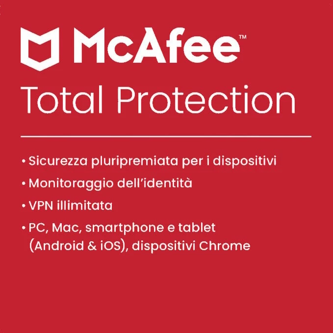 McAfee Total Protection + VPN - WIN, MAC, Android, iOS - 2026 - Immagine 1 di 1