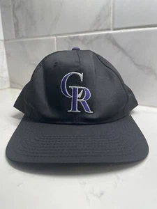 Vintage New With Tags 90's Colorado Rockies MLB SnapBack Hat Embroidered Black - Picture 1 of 7